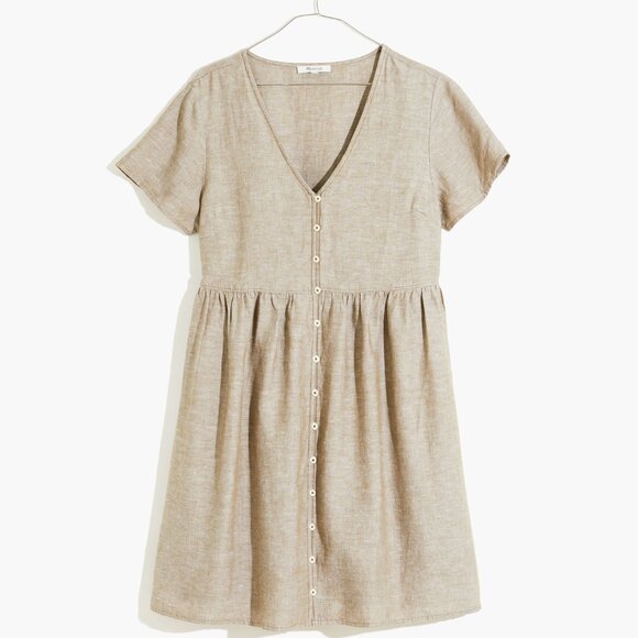Madewell Linen-Blend Alexandra Button-Front Mini Dress - Picture 3 of 5